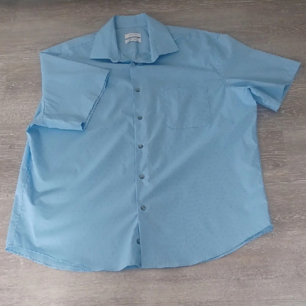 Calvin Klein Shirt Mens XL Cotton Dress Button Down Blue Corpcore Preppy